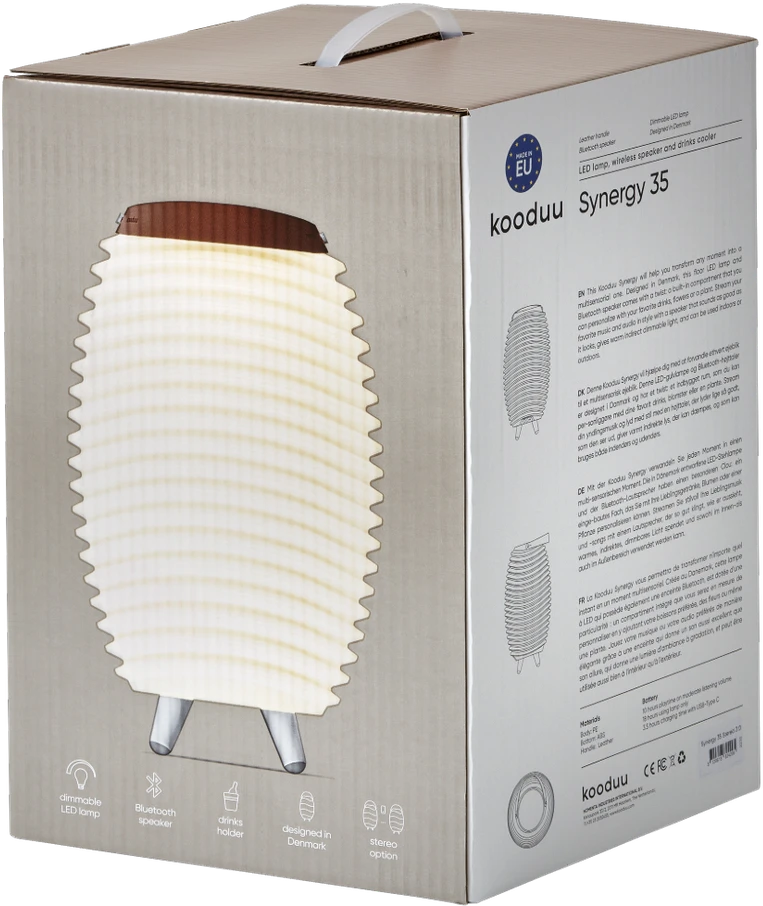 KOODUU SYNERGY 35 LED lempa su garsiakalbiu ir gėrimų aušintuvu - 41 x 24 cm, balta