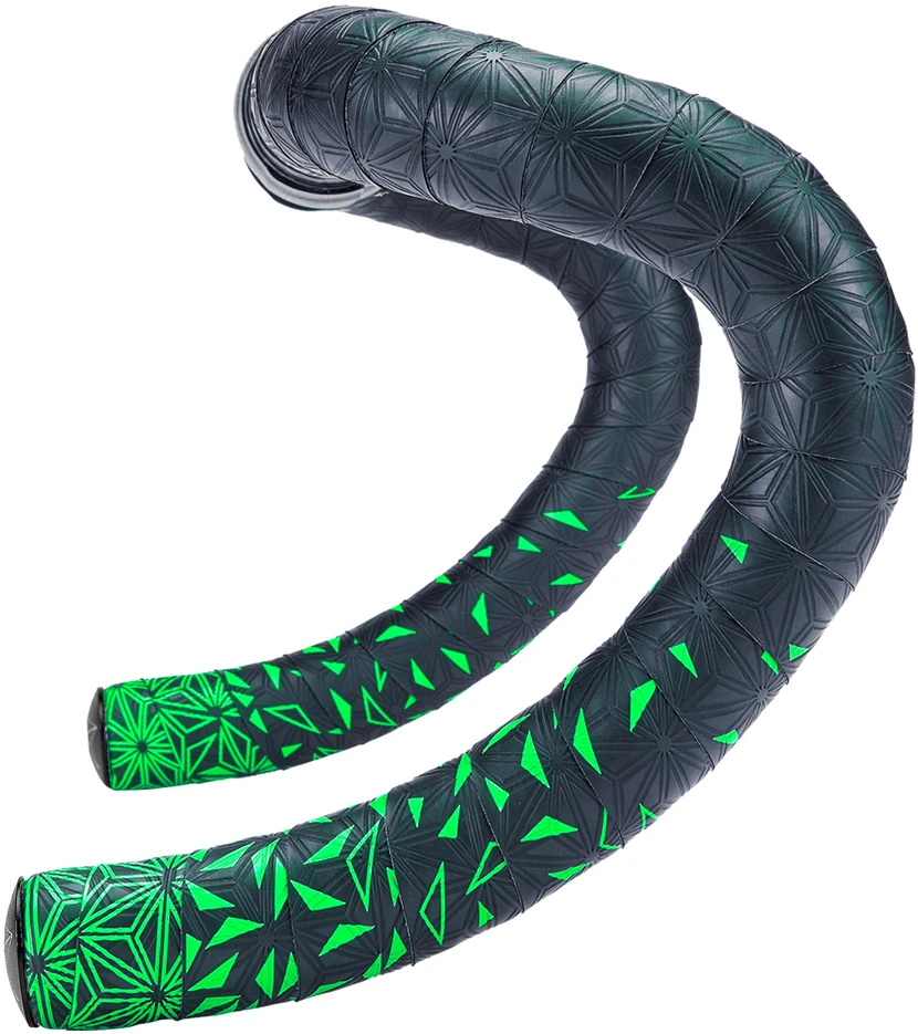 SUPACAZ Super Sticky Kush - Star Fade - Neon Žalias + Juodas Plugs vairo juosta su kištukais