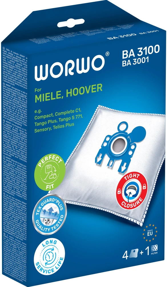 Dulkių siurblių maišeliai WORWO BA3100-3001