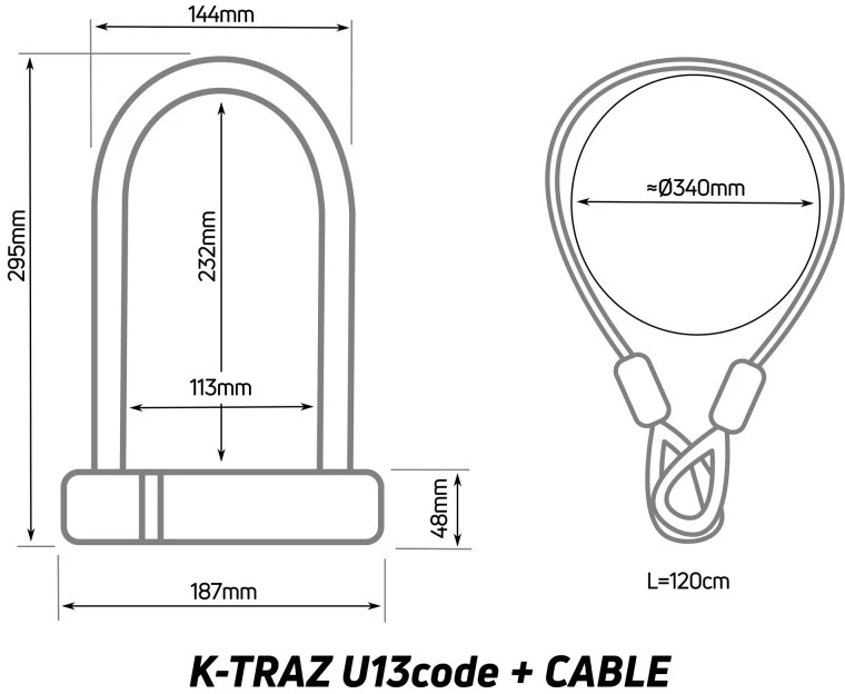 ZEFAL K-TRAZ U13 CODE + CABLE dviračio spyna su lynu