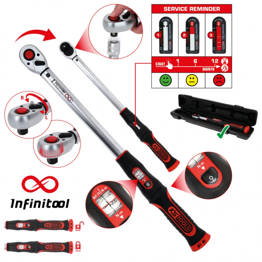 Dinamometrinis raktas KS TOOLS 20-200Nm 1/2"