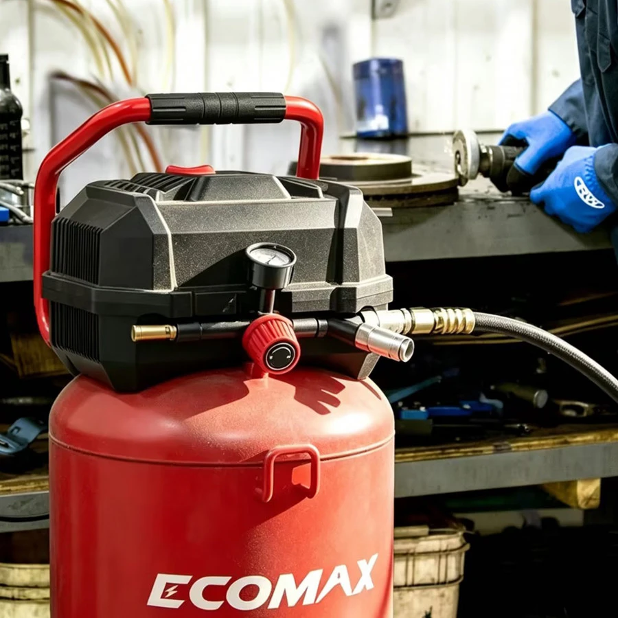Stūmoklinis kompresorius EMX 1500W/24L/10 bar be alyvos, vertikalus, Ecomax