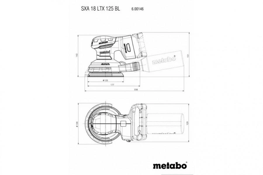 Akumuliatorinio ekscentrinio šlifuoklio SXA 18LTX 125 BL125 mm korpusas, Metabo
