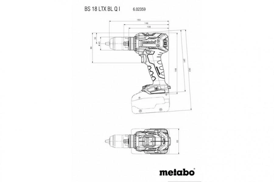 Aku. suktuvo/gręžtuvo BS 18 LTX BL Q Impuls korpusas MetaBOX, Metabo