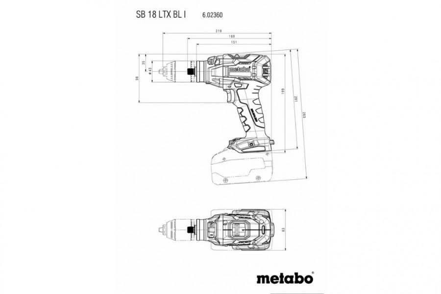 Aku. smūg. suktuvo/gręžtuvo SB 18 LTX BL I korpusas metaBOX145, Metabo