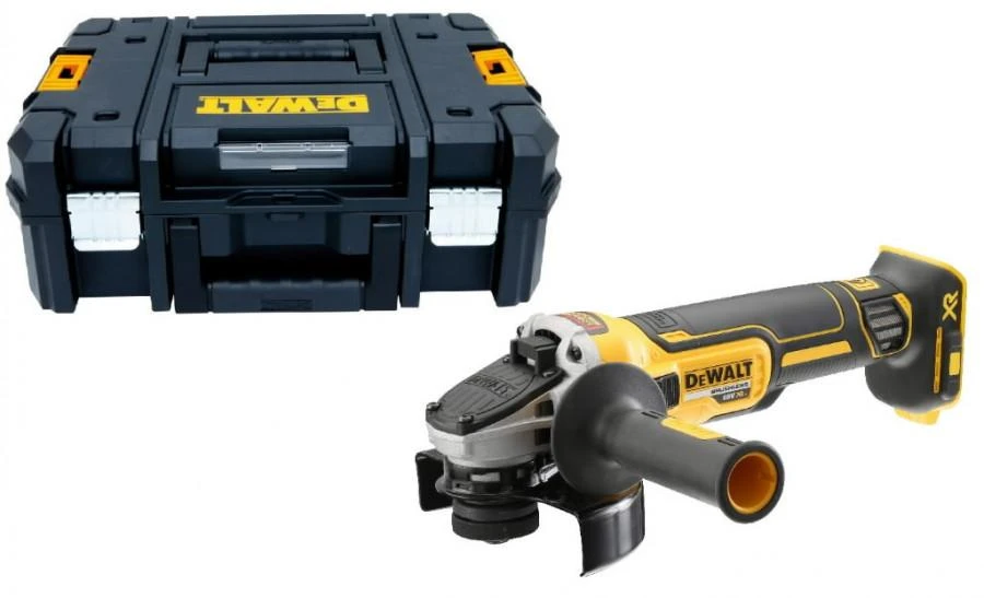DeWALT kampinis šlifuoklis DCG405NT be akumuliatoriaus ir kroviklio, TSTAK lagaminas