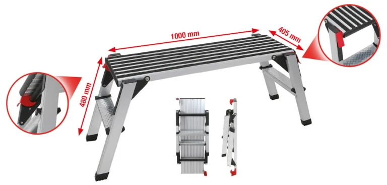 Aliuminio platforma 960x300mm, H480mm, max 150kg, KS Tools