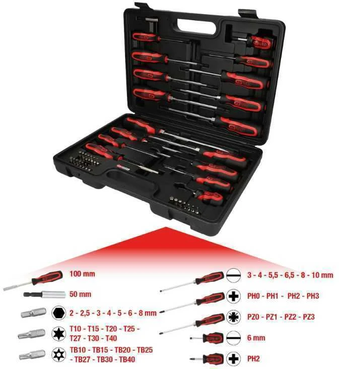 KS Tools Atsuktuvų ir Antgalių Komplektas, 39 Vnt.
