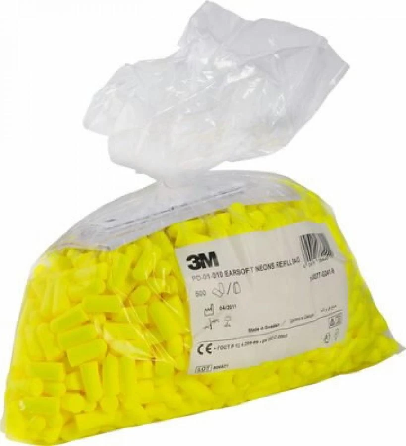3M geltoni ausų kištukai maišelyje 500 vnt.