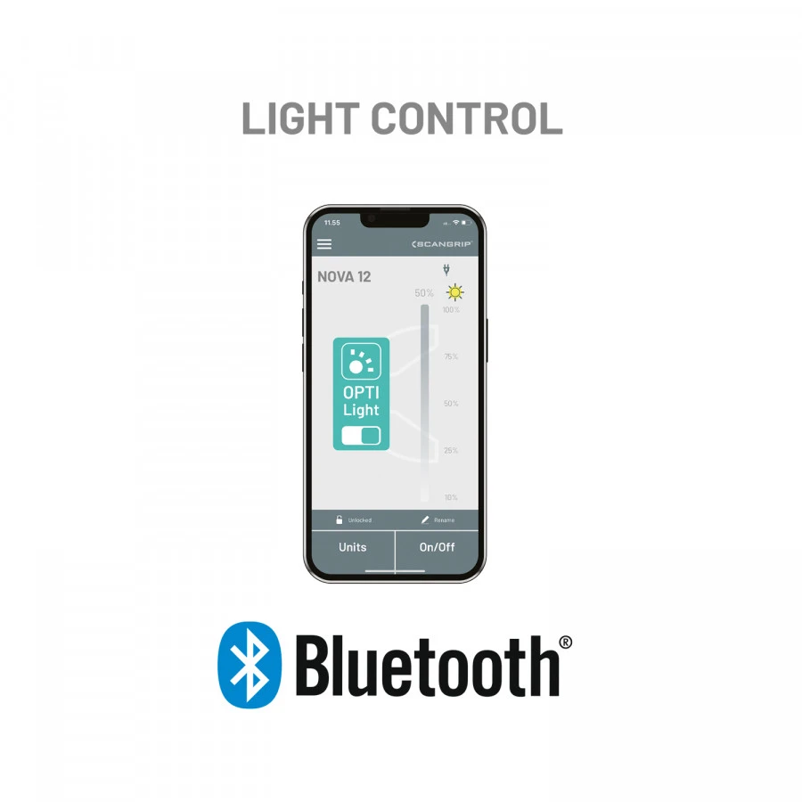 Darbo lempa LED NOVA 12, 12000lm, Bluetooth IK07/IP67 + 3m stovas, Scangrip