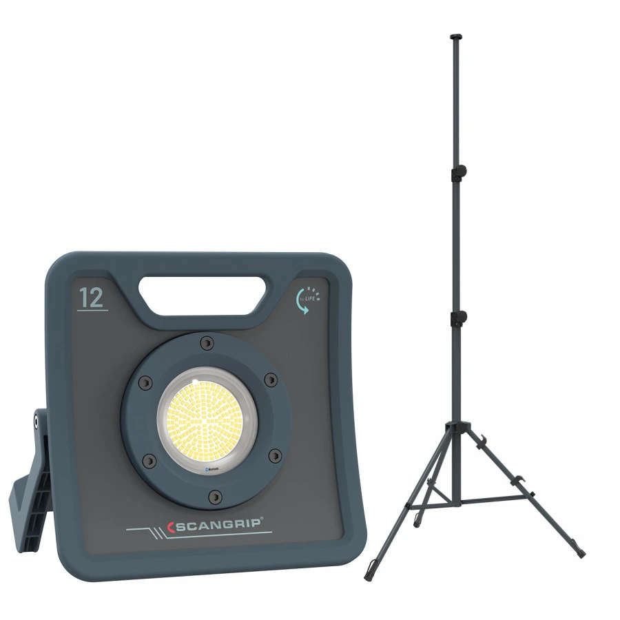 Darbo lempa LED NOVA 12, 12000lm, Bluetooth IK07/IP67 + 3m stovas, Scangrip