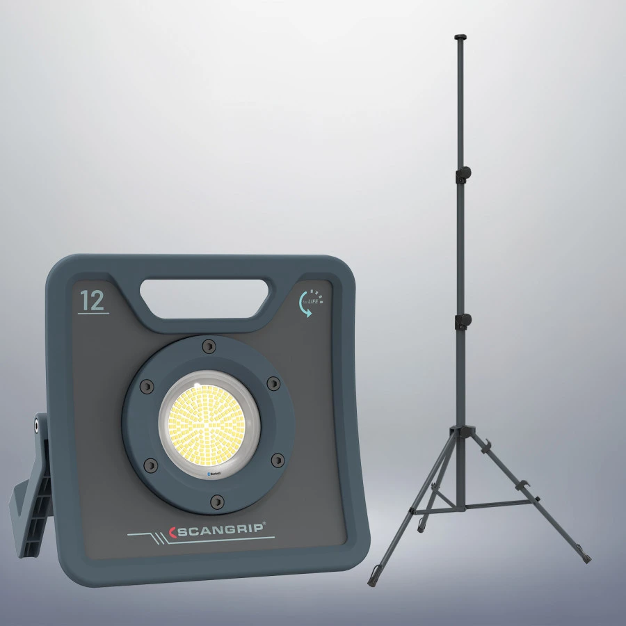 Darbo lempa LED NOVA 12, 12000lm, Bluetooth IK07/IP67 + 3m stovas, Scangrip