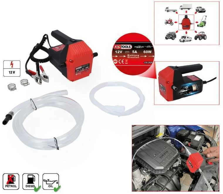 Elektrinis alyvos išsiurbimo ir perpumpavimo siurblys, 12V, KS Tools
