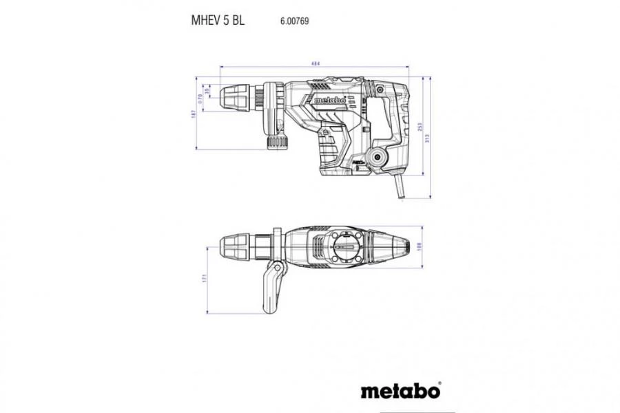 Elektrinis kirstukas SDS-max MHEV 5 BL 7,9kg 8,7 J, Metabo