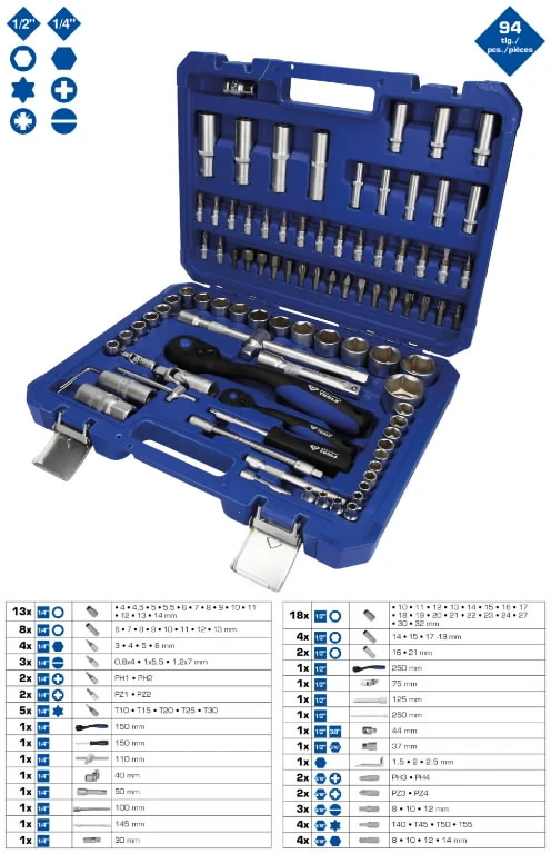 Sukimo antgalių kompl. Brilliant Tools BT023094; 94 vnt.