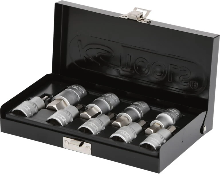 Galvučių su šešiakampiais antgaliais komplektas 1/2", HEX 4-, KS Tools