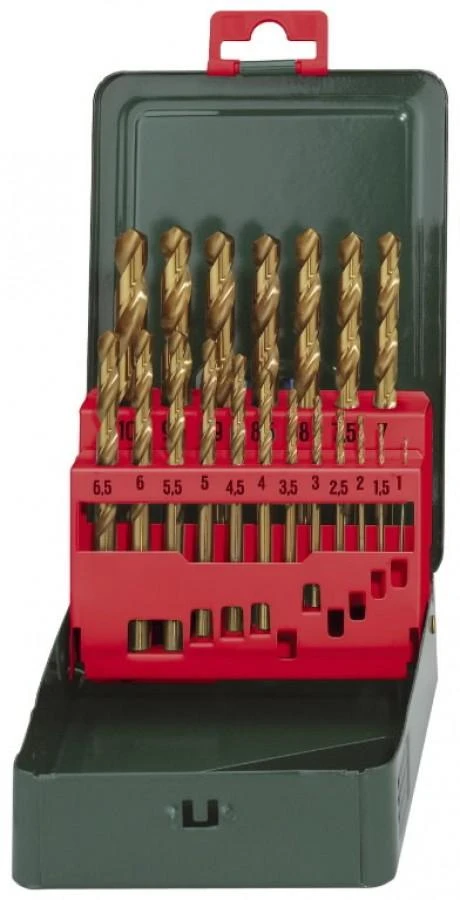 Grąžtas Grąžtų rinkinys metalui 1-10mm HSS-TIN, 19 vnt., Metabo