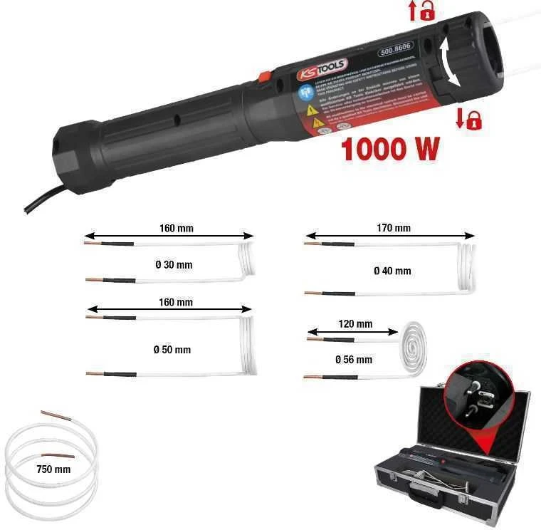 Indukcinis šildyuvas, komplektas, 6 dalių, KS Tools