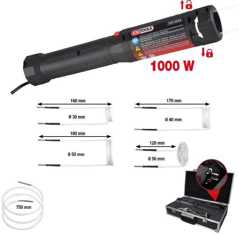 Indukcinis šildyuvas, komplektas, 6 dalių, KS Tools