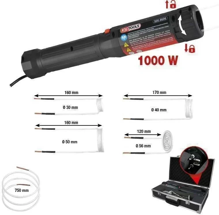 Indukcinis šildyuvas, komplektas, 6 dalių, KS Tools