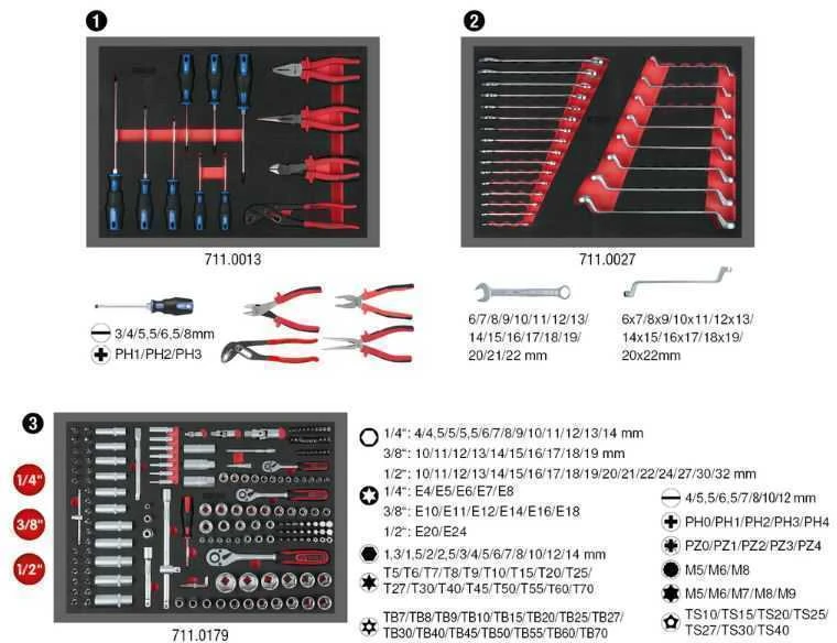 Įrankių vežimėlis ECOline, 7 stalčiai, 215 vnt, KS Tools