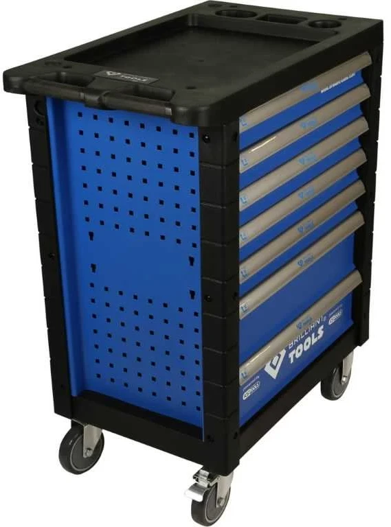 Tool cabinet with 7 drawers, empty, juodas, Brilliant Tools