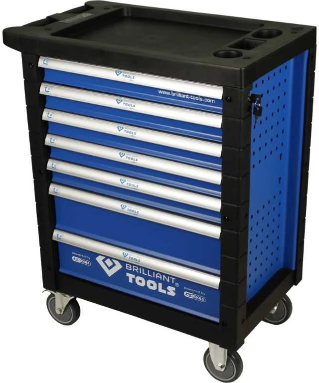 Tool cabinet with 7 drawers, empty, juodas, Brilliant Tools
