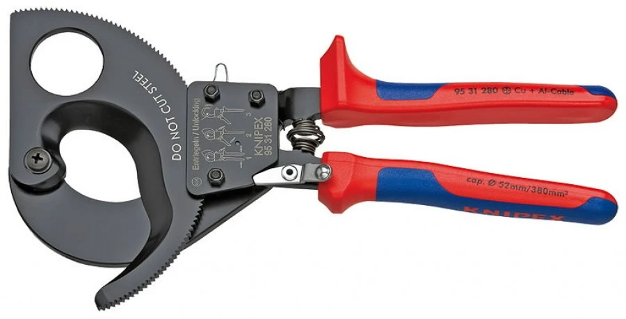 Wera Kabelių kirpimo terkšlinės žirklės Ø52mm/380mm², Knipex