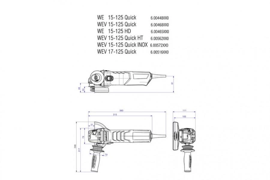 Kampinis šlifuoklis Metabo WE 15-125 Quick