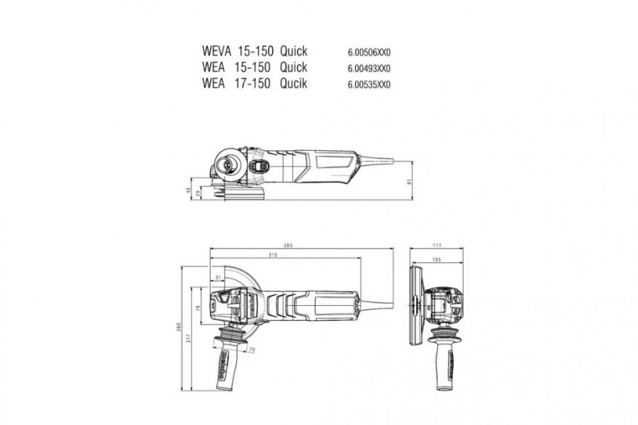 Kampinis šlifuoklis WE 17-150 Quick, Metabo
