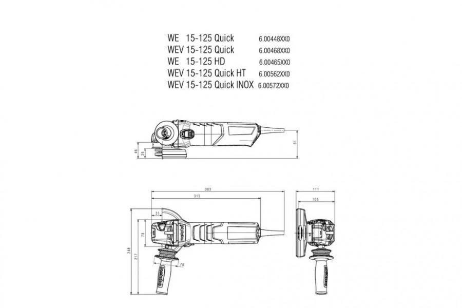 Kampinis šlifuoklis WEV 15-125 Quick, Metabo