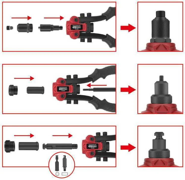 Kniediklis užtraukiamoms ir veržlinėms kniedėms, komplektas1, KS Tools