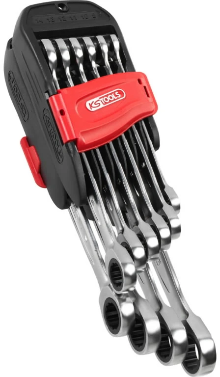 Kombinuotų terkšlinių raktų komplektas 10vnt 8-19mm, KS Tools