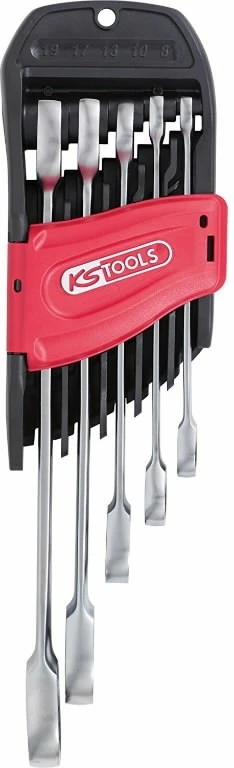 Kombinuotų terkšlinių raktų komplektas 5vnt, 8-19mm, KS Tools
