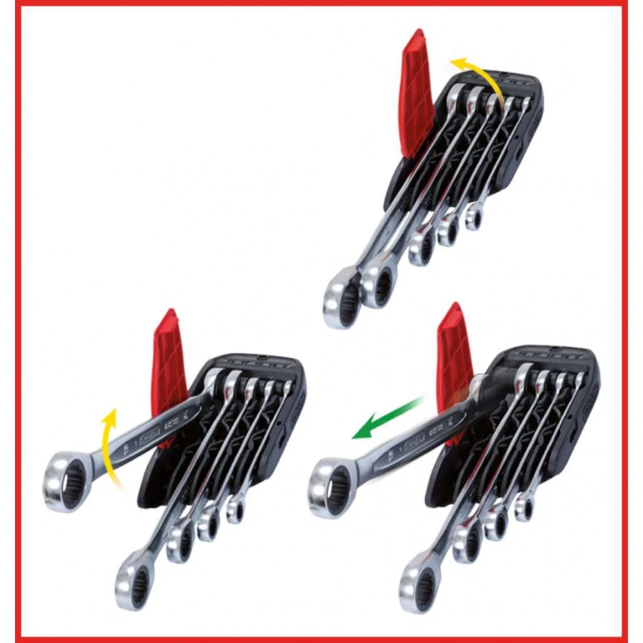 Kombinuotų terkšlinių raktų komplektas 5vnt, 8-19mm, KS Tools