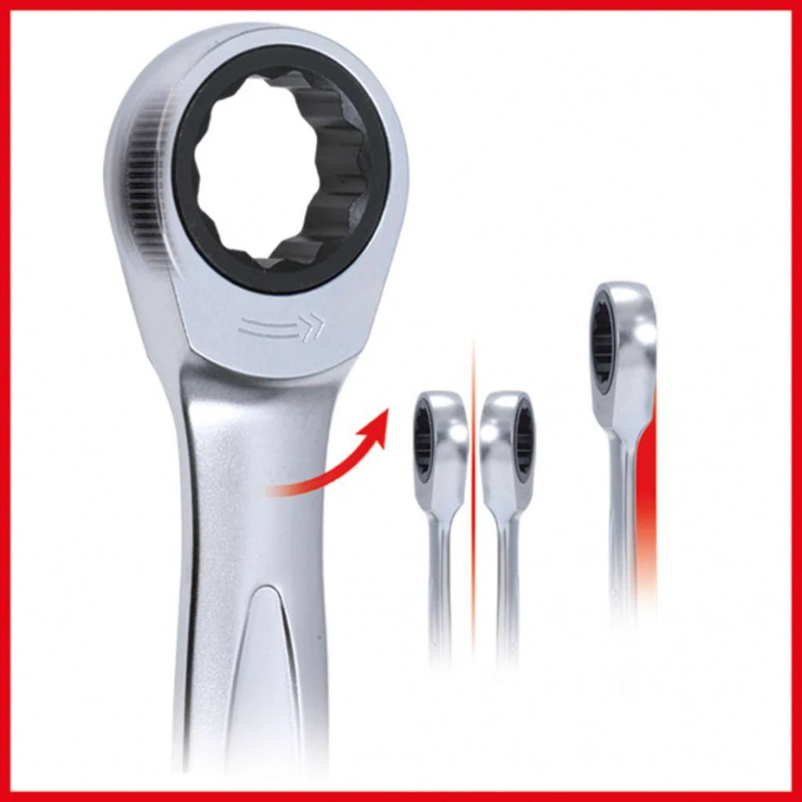 Kombinuotų terkšlinių raktų komplektas 5vnt, 8-19mm, KS Tools