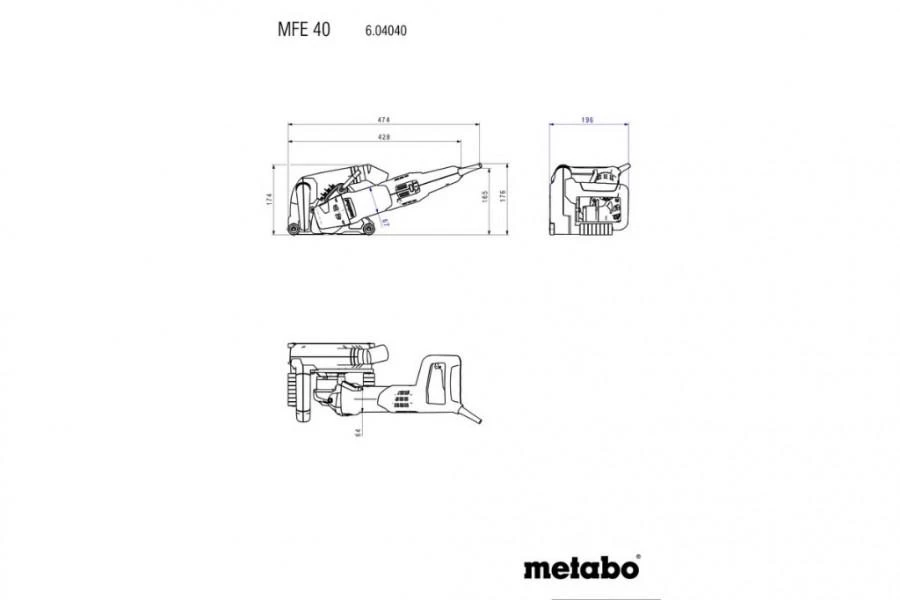 Mūro freza MFE 40 + 2 x Ø125 mm deimantiniai pjovimo diskai, Metabo