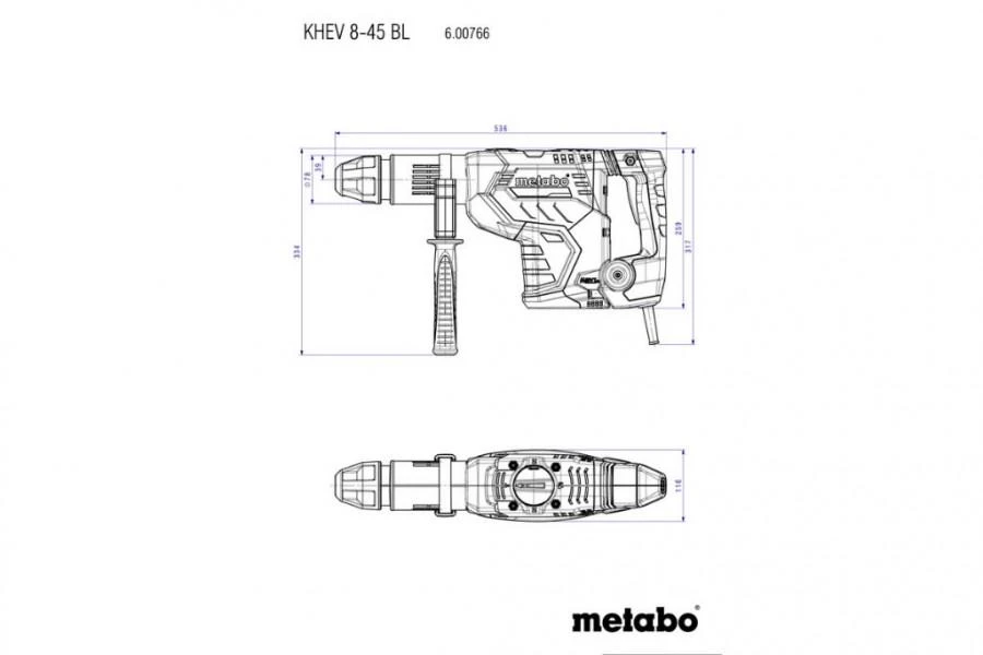 Perforatorius SDS max KHEV 8 - 45 BL 10,1kg 12,2 J, Metabo