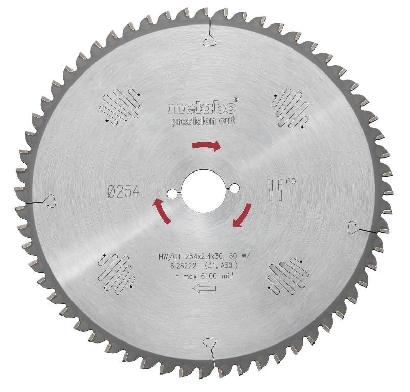 Pjovimo diskas Precision Cut 254x2,4/1,8x30, z60, WZ, -5°, Metabo
