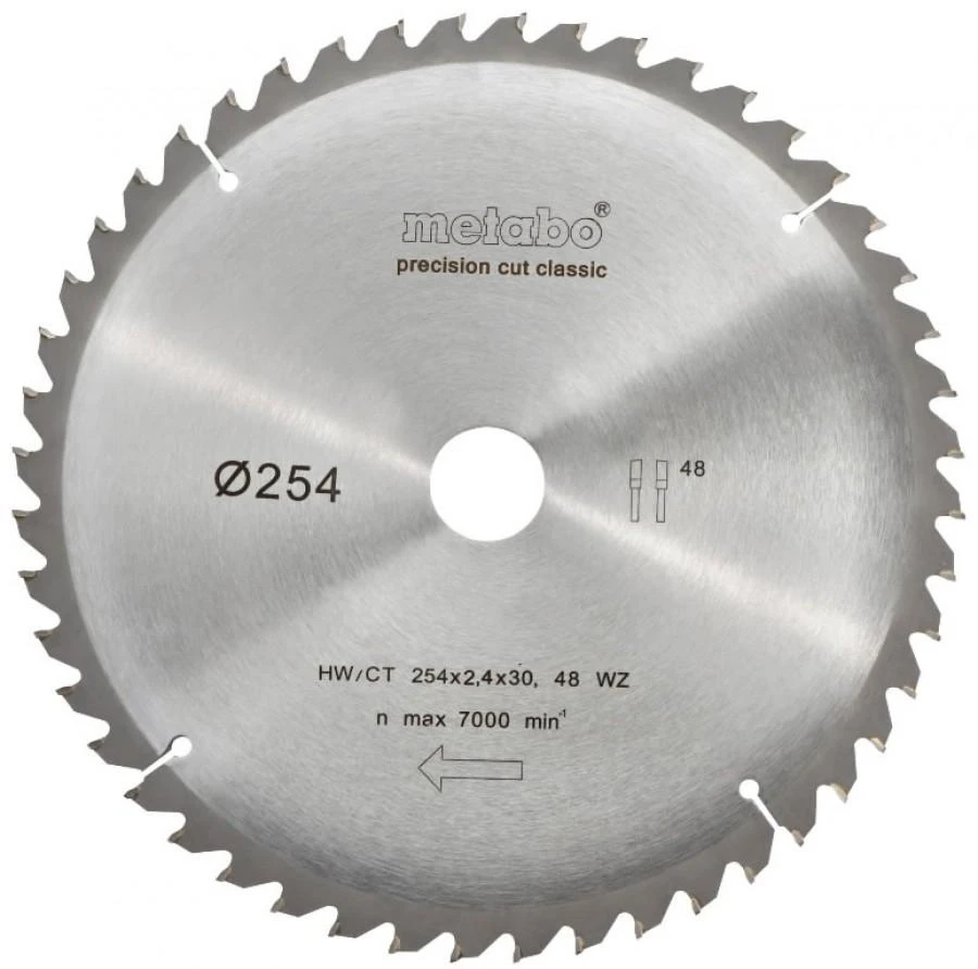 Pjovimo diskas Classic 254x2,4/1,8x30mm, z48, WZ, -5°, Metabo