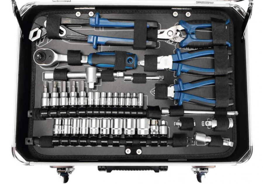 Rankinių įrankių rinkinys TB150 metaliniame lagamine 101 vnt, Scheppach