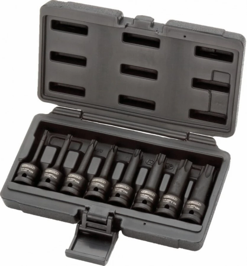 Smūginių galvučių komplektas ½" Torx T30-T80 8 vnt., KS Tools