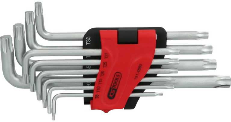 L- raktų komplektas TORX ,T8-T50, 10vnt, ilgi, KS Tools