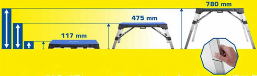 Universalus darbostalis 4-in-1, reguliuojamas aukštis 117-74, Brilliant Tools