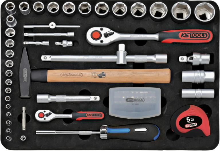 Universalus įrankių komplektas 1/4"+1/2" 127 vnt, KS Tools
