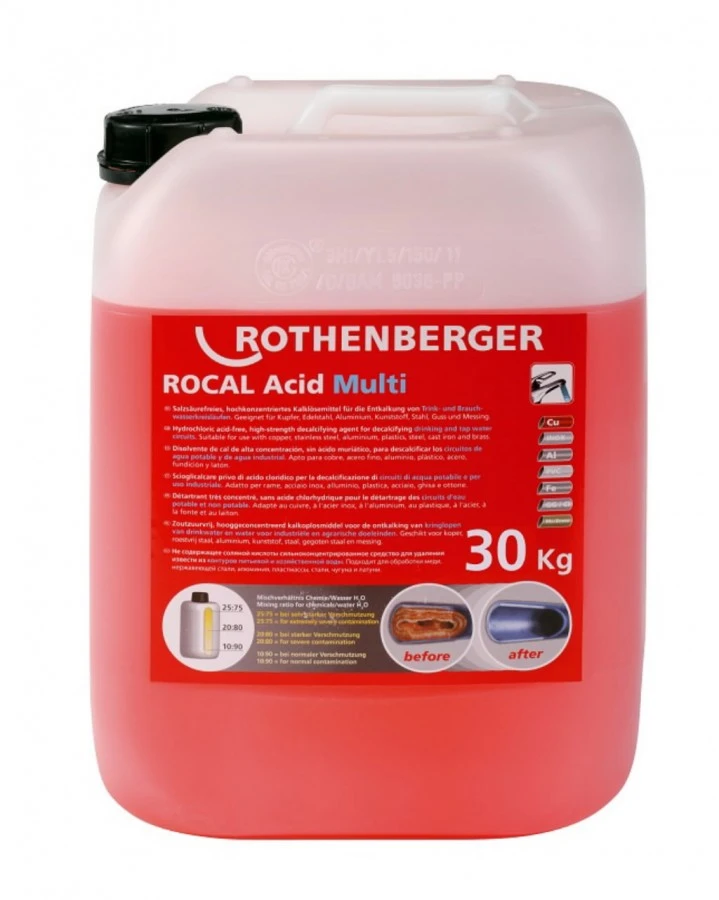 Vamzdžių nukalkinimo koncentratas ROCAL Acid Multi 30 kg, Rothenberger