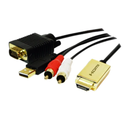 2m HDMI į VGA su garso kabeliu, juodas Logilink