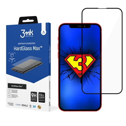 3MK HardGlass Max Ekrano apsauga, iPhone 13 Pro Max, Grūdintas stiklas, Juodas