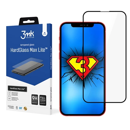 3MK HardGlass Max Lite Ekrano apsauga, iPhone 13/13 Pro, Grūdintas stiklas, Juodas