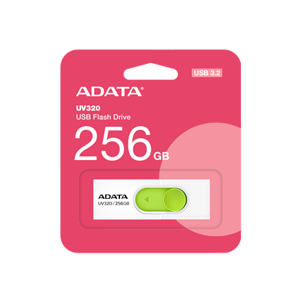 ADATA | USB atmintinė | UV320 | 256 GB | USB A tipo | Baltas/Žalias
